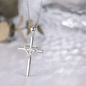 925 Sterling Silver Cross Necklace for Women Men 5A CZ Birthstone Necklaces